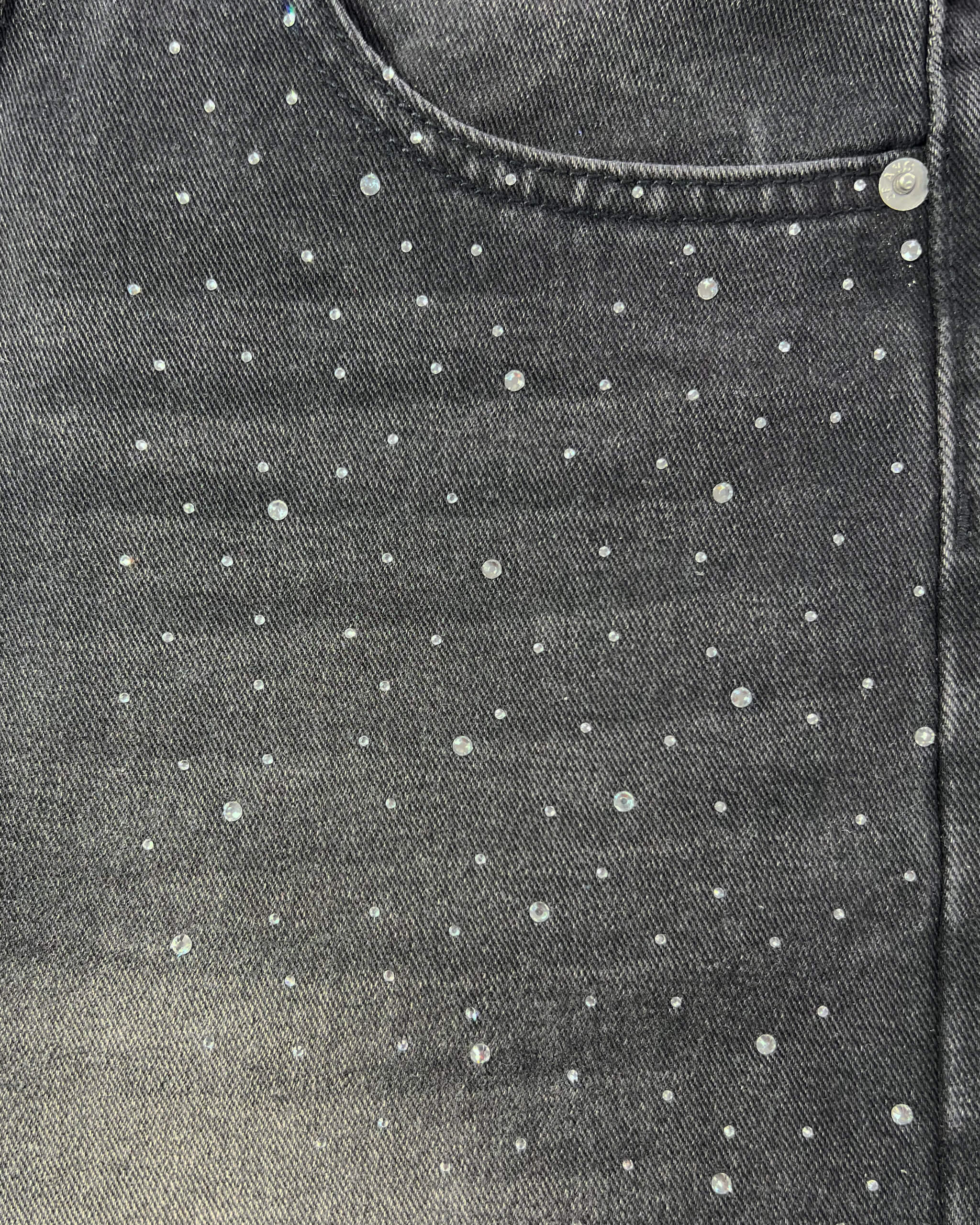 RHINESTONE DENIM WASHED BLACK