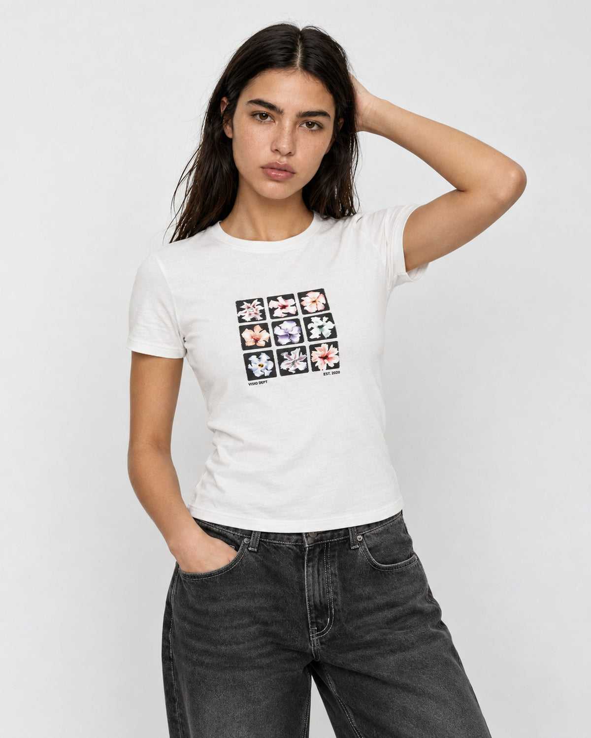 Flower Baby Tee White