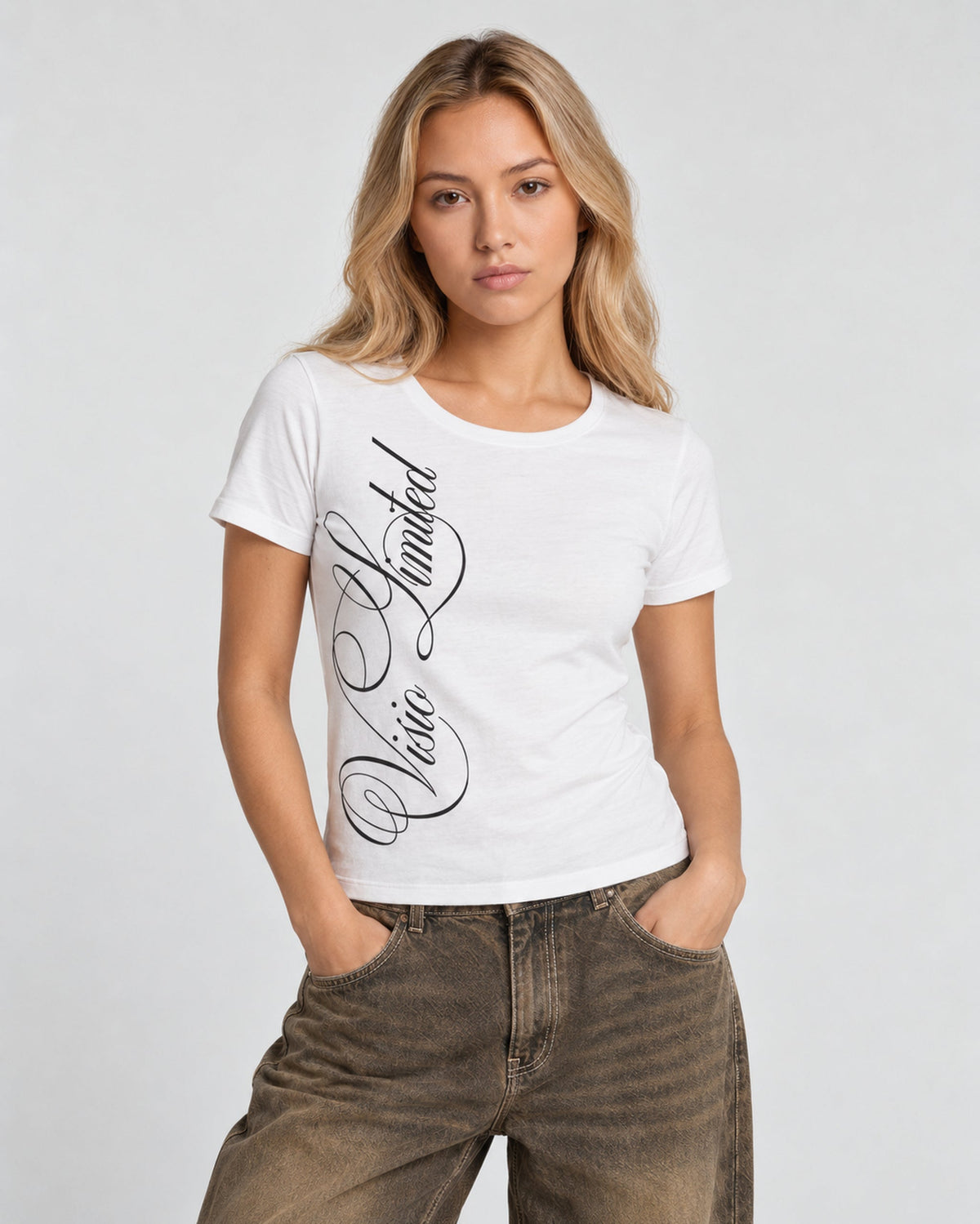 Script Baby Tee White