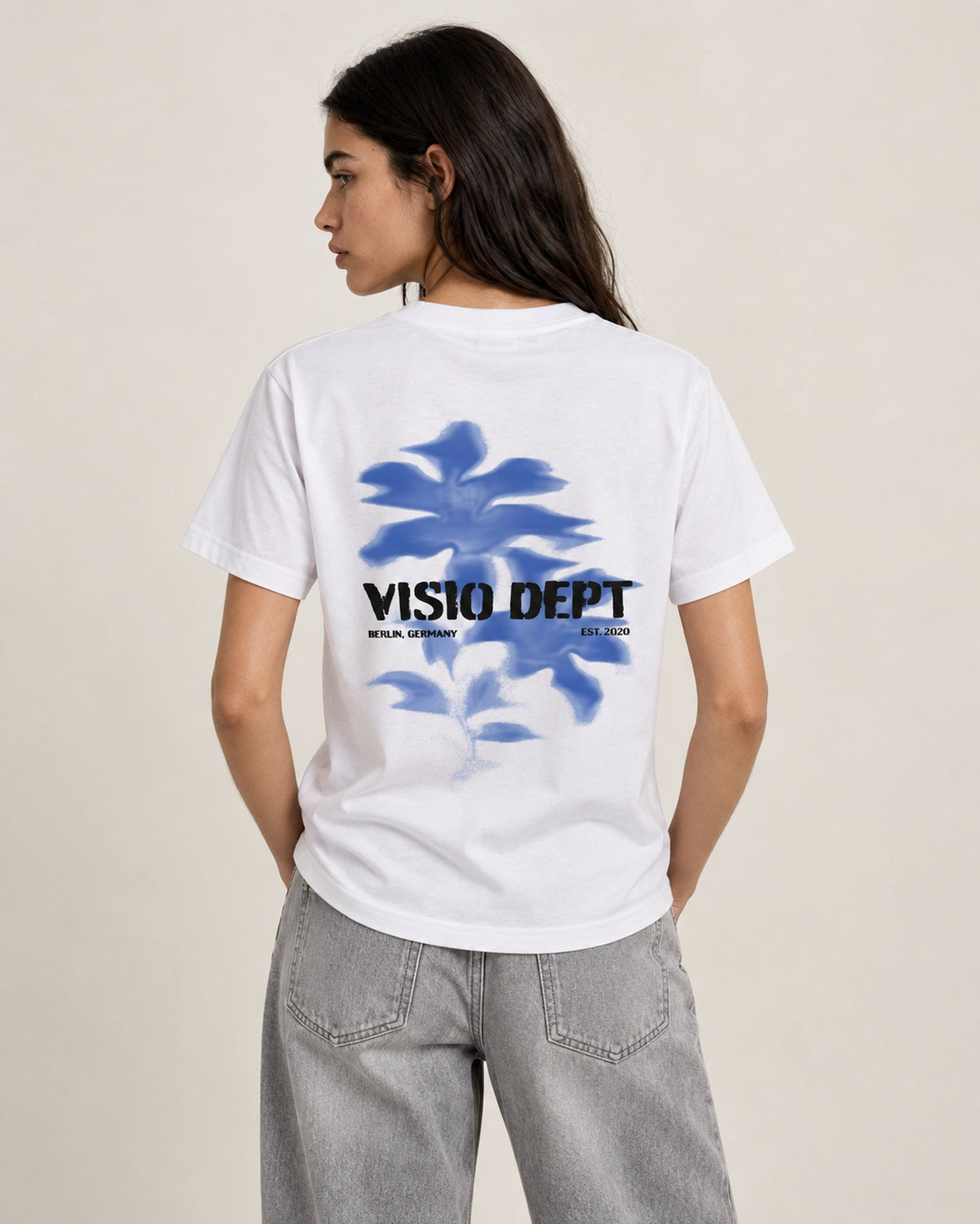 Blurred Tee White Blue Rueckseite