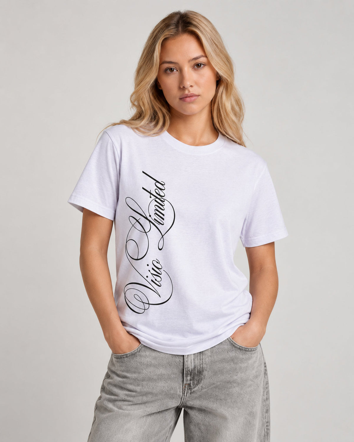 Script Tee White