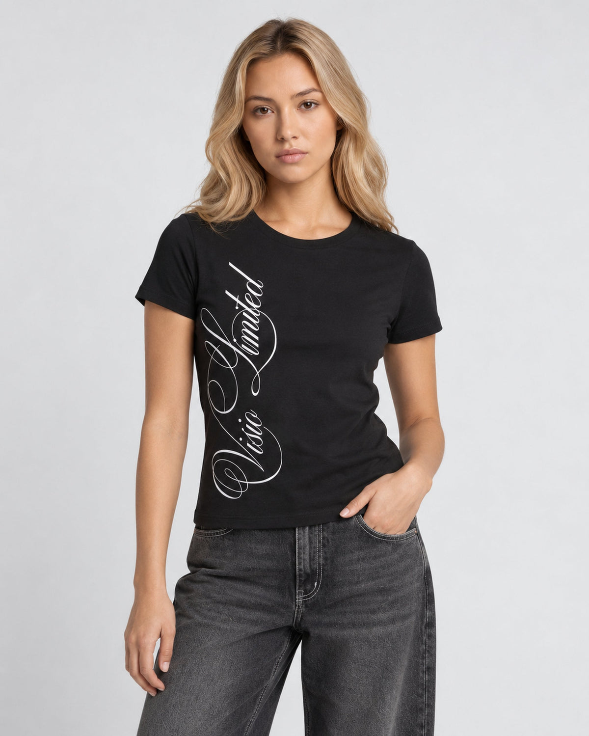 Script Baby Tee Black