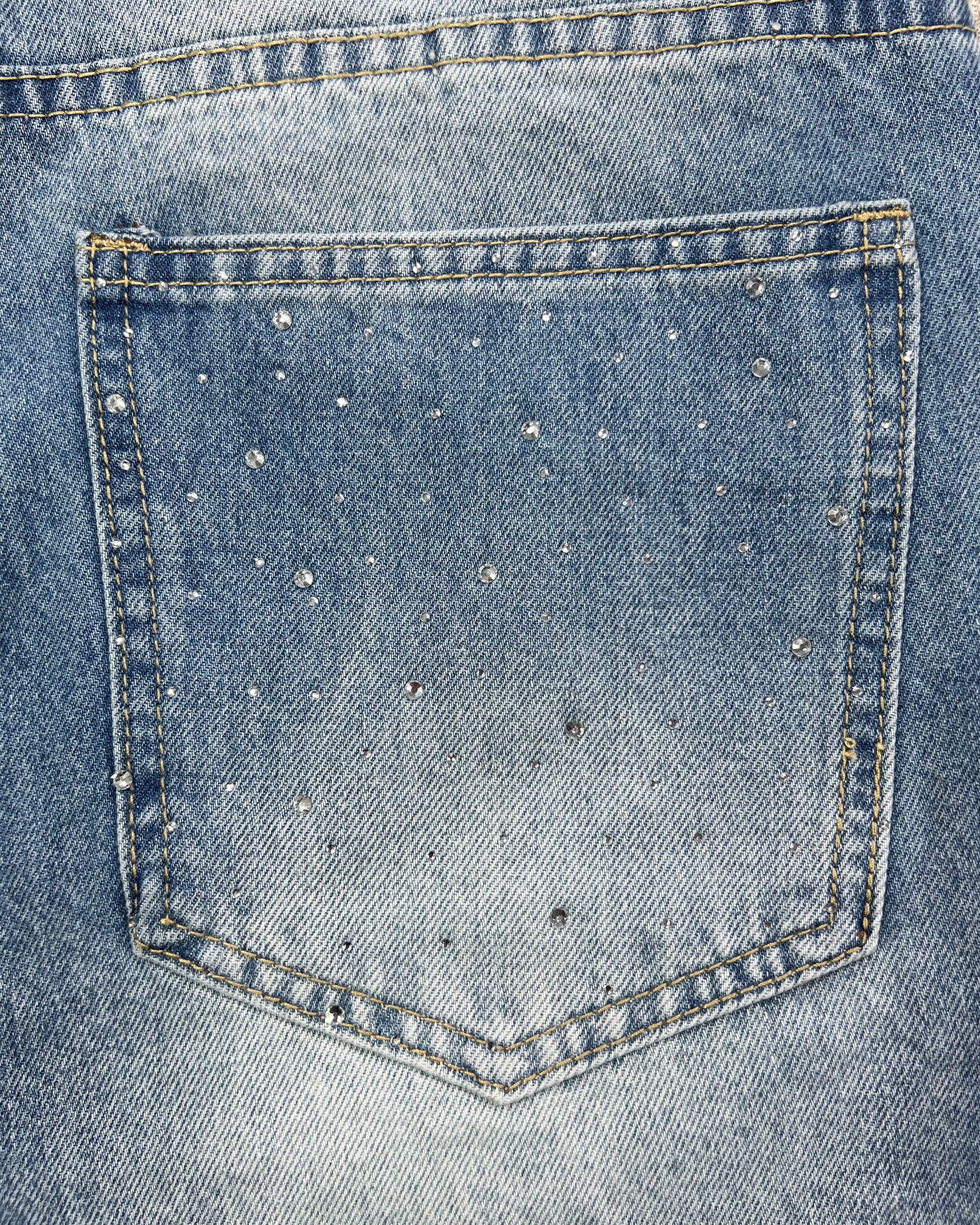 RHINESTONE DENIM LIGHT BLUE