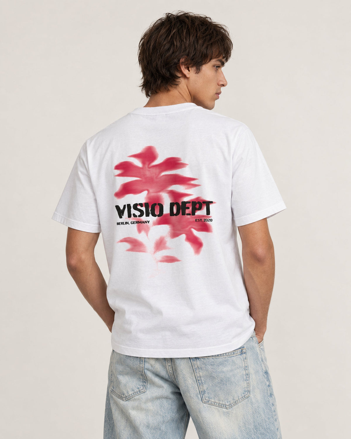 Blurred Tee White Red Rueckseite