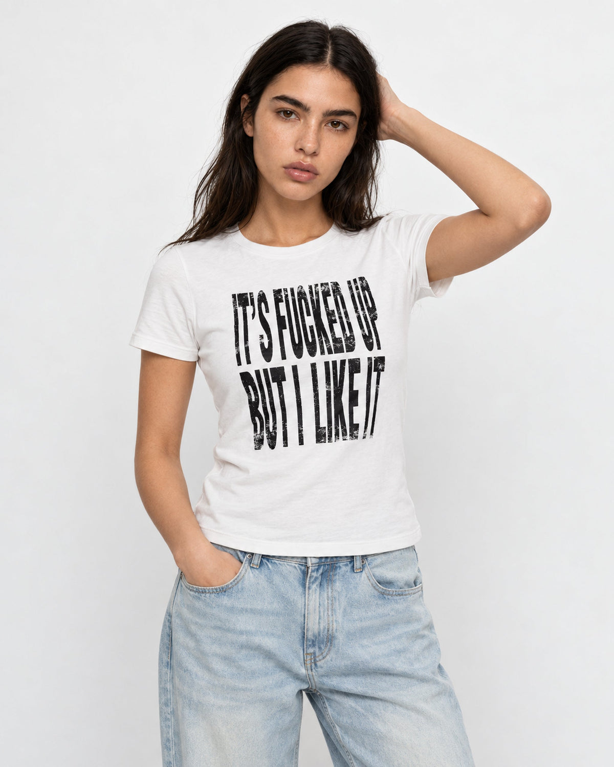 Fucked Up Baby Tee White