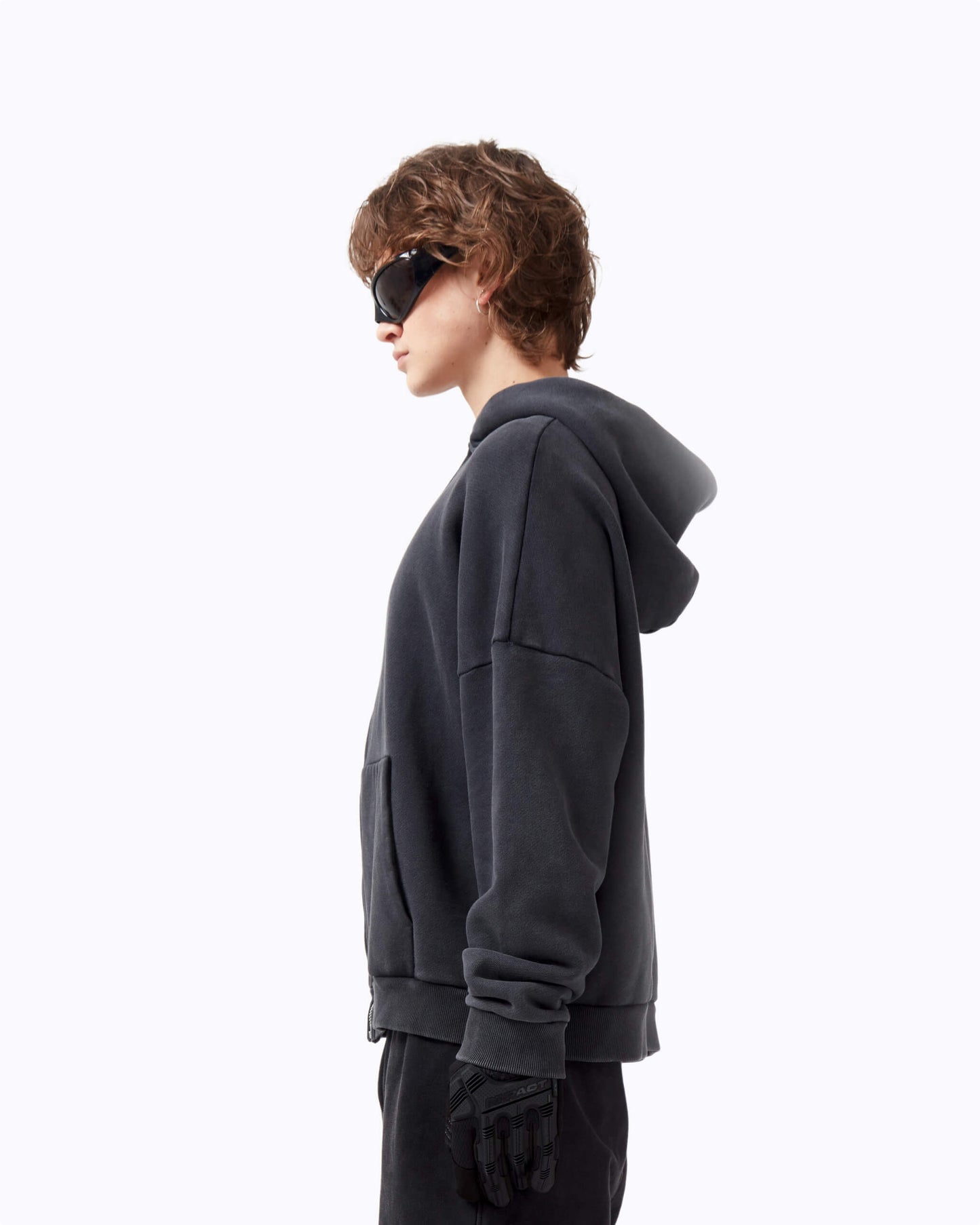 WASHED ZIP-HOODIE BLACK